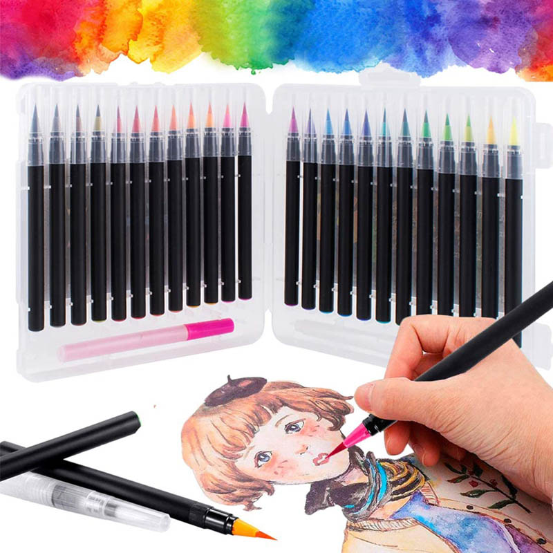 plastic box watercolor brush marker pen